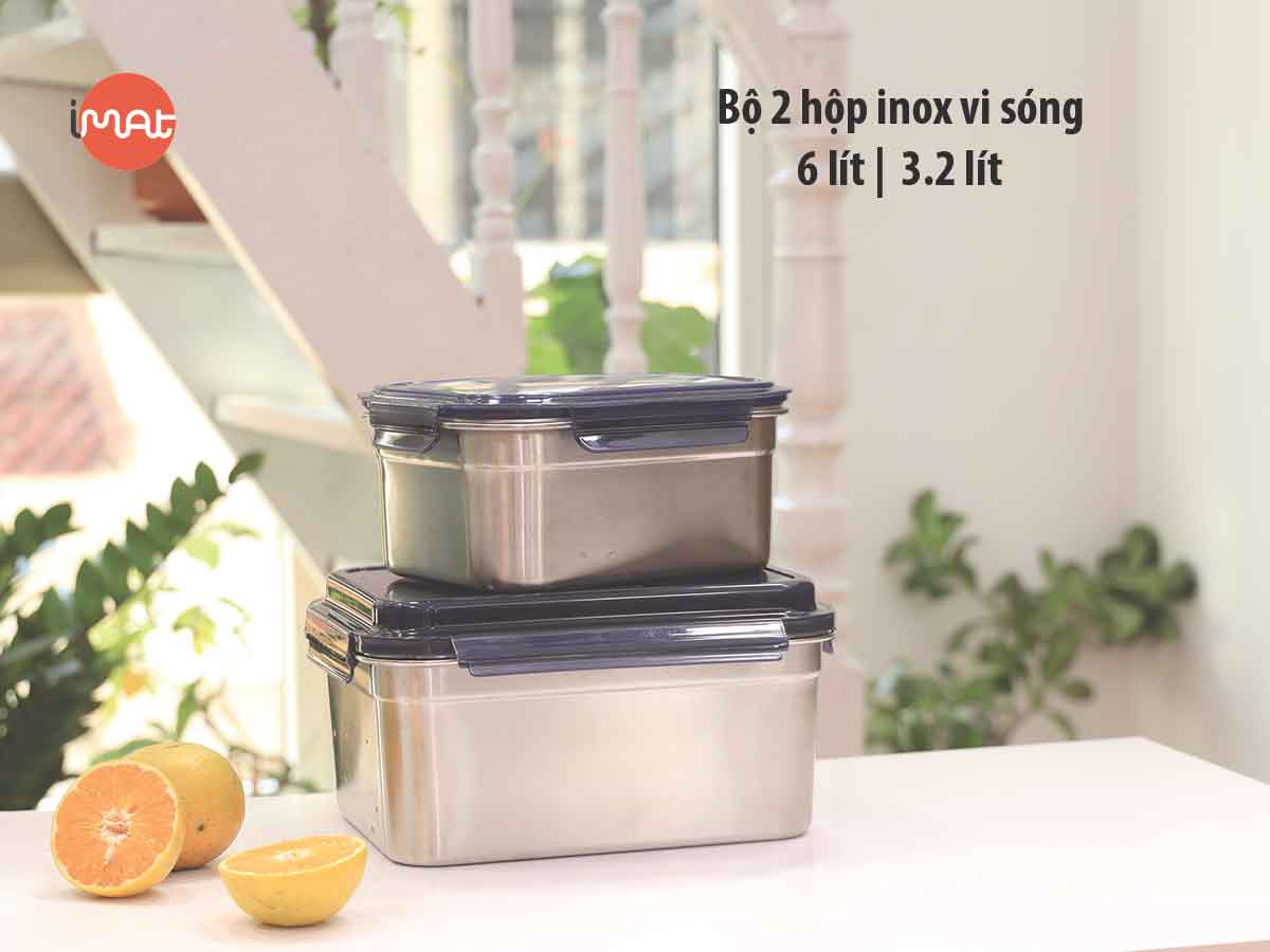 Bộ 2 hộp inox dùng vi sóng