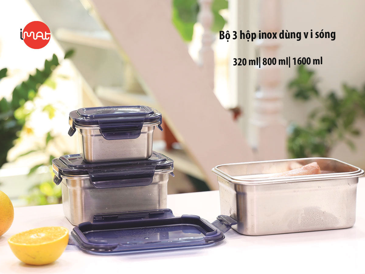 Bộ 3 hộp inox dùng vi sóng