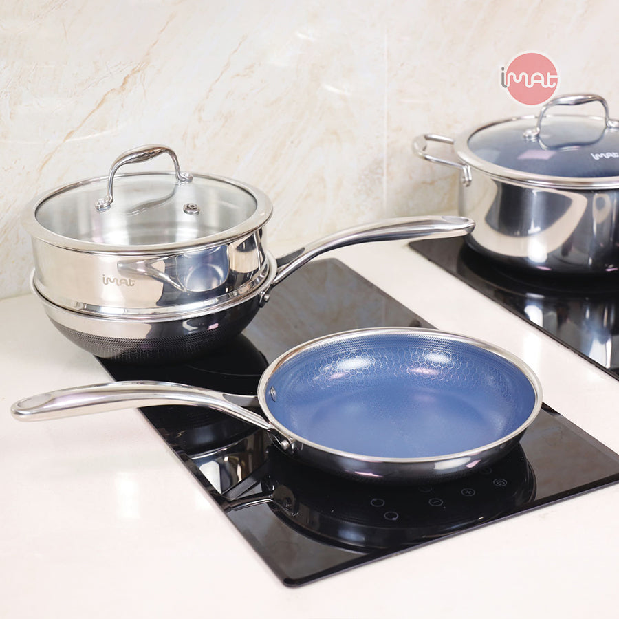 Bộ 5 nồi chảo iMat Hybrid lòng xanh