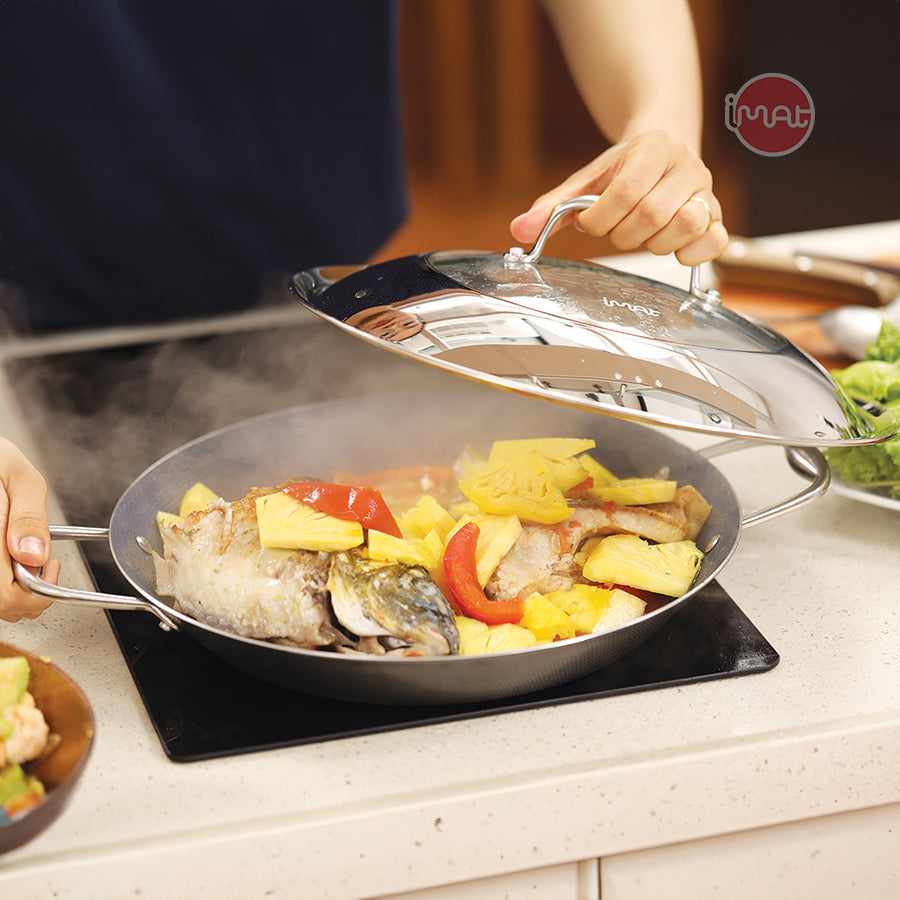 Chảo Paella 32 iMat Hybrid, lòng xanh