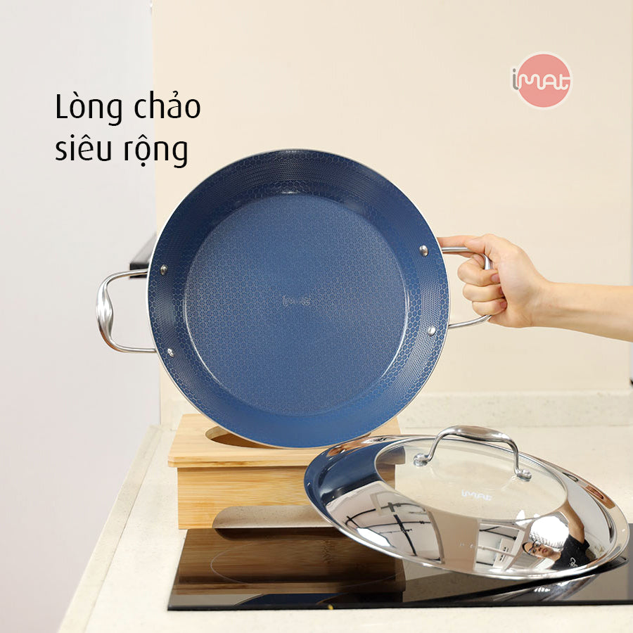 Chảo Paella 32 iMat Hybrid, lòng xanh