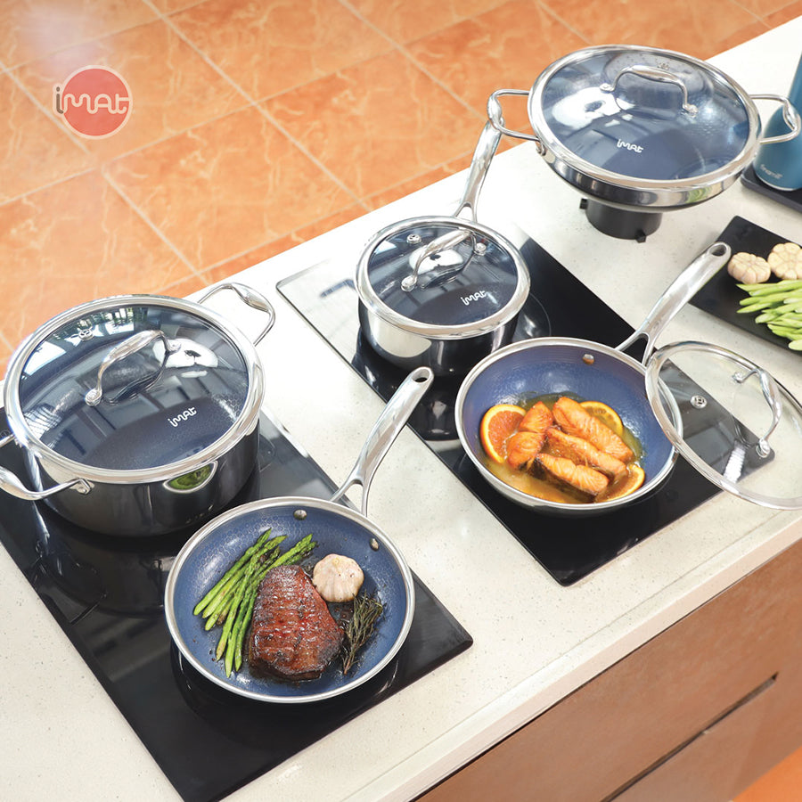 Bộ 5 nồi chảo iMat Hybrid lòng xanh