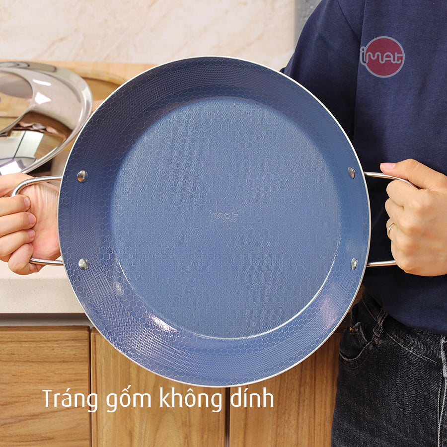 Chảo Paella 32 iMat Hybrid, lòng xanh