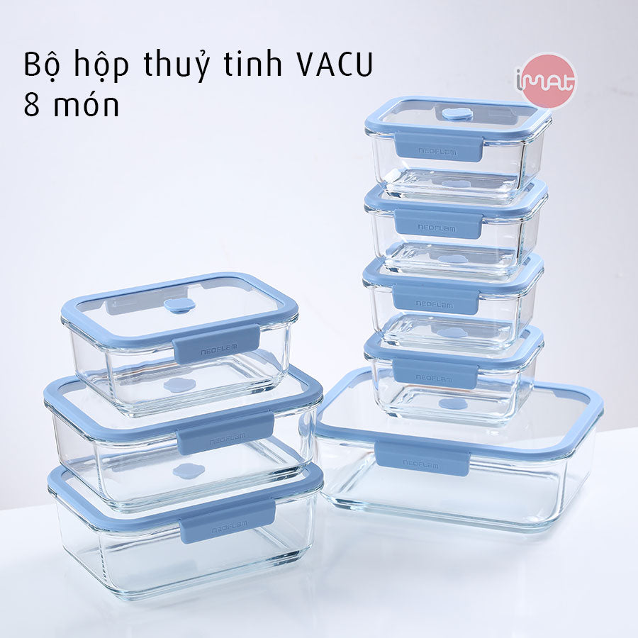 Bộ hộp thuỷ tinh chân không VACU 8 món không kèm bơm