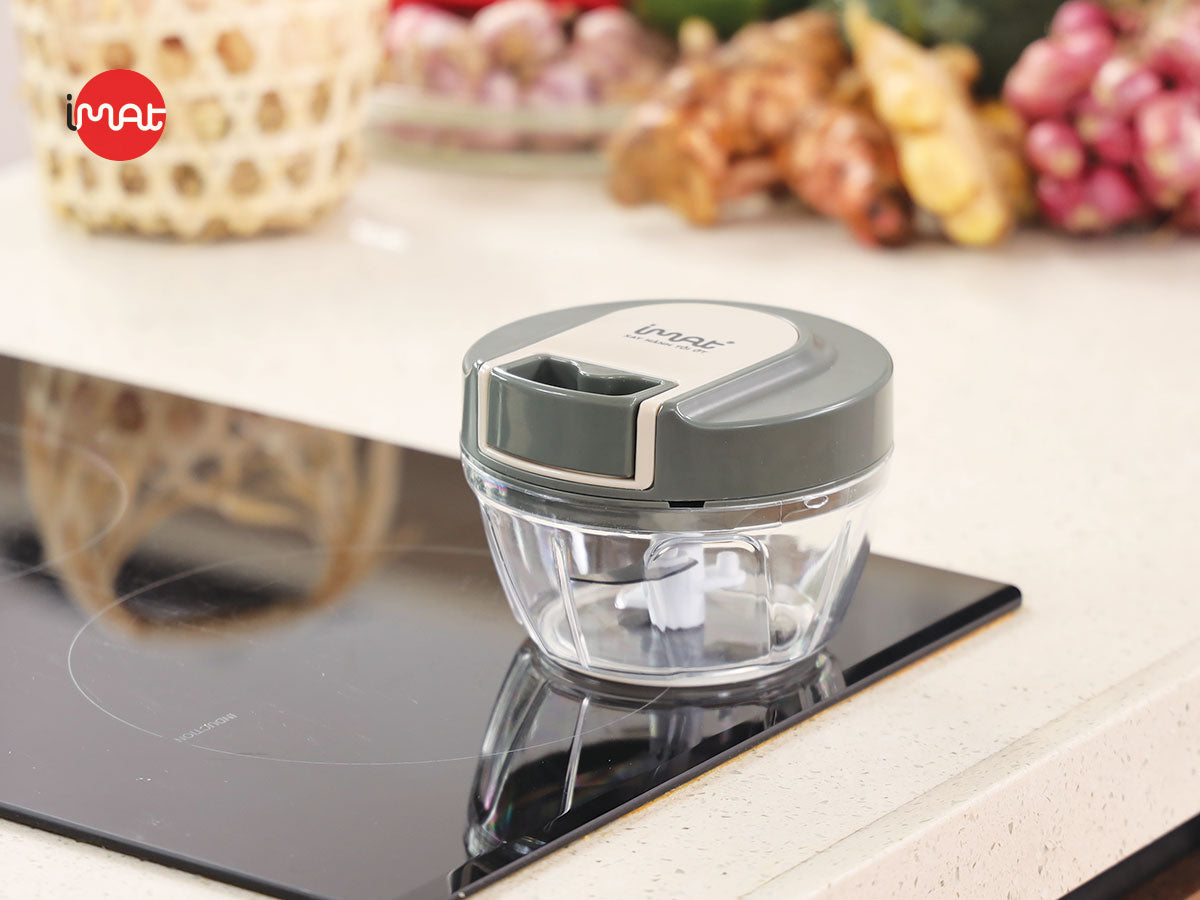 Cối xay tỏi ớt kéo tay cốc Tritan