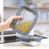 Hộp inox dùng vi sóng, nắp thuỷ tinh chịu nhiệt