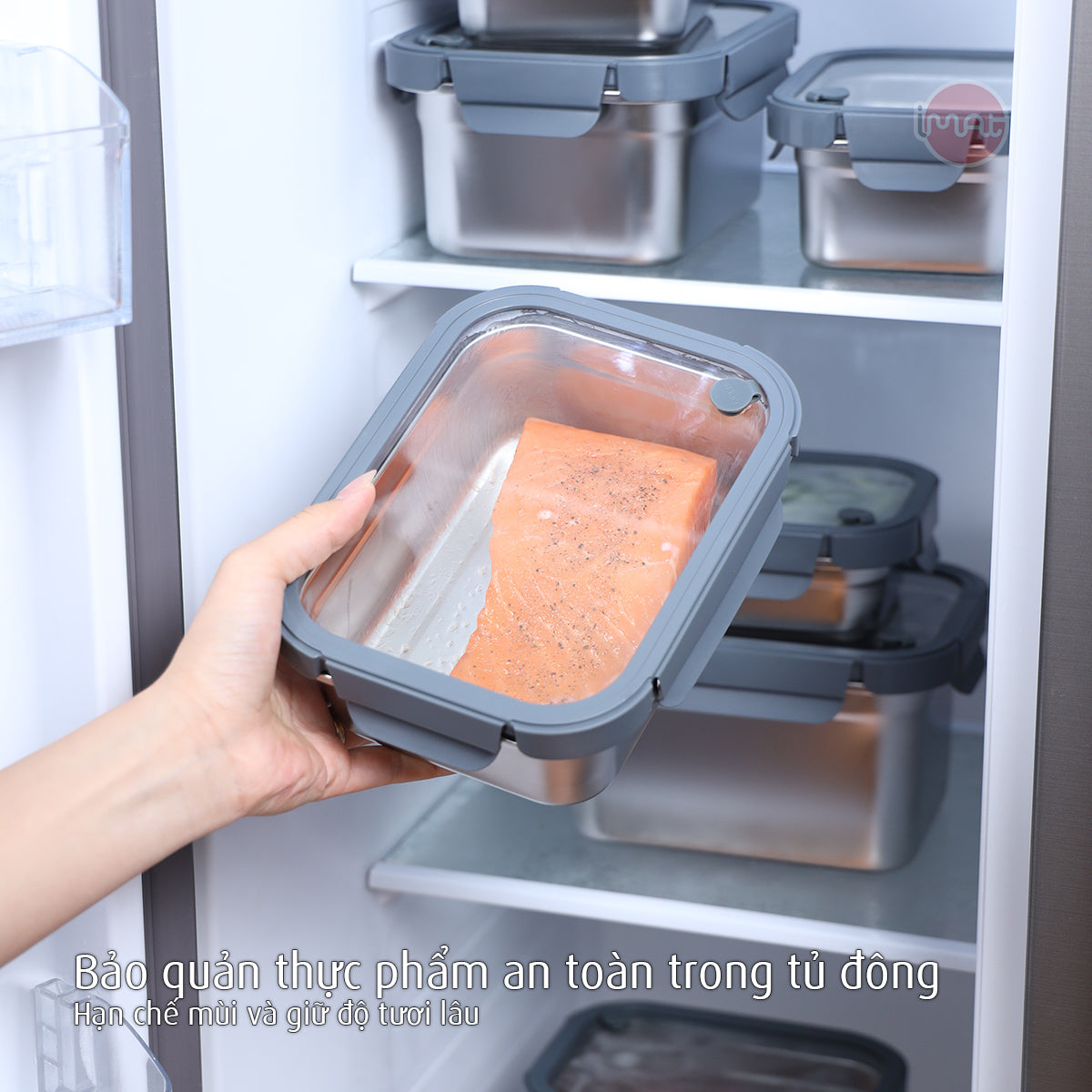 Hộp inox dùng vi sóng, nắp thuỷ tinh chịu nhiệt