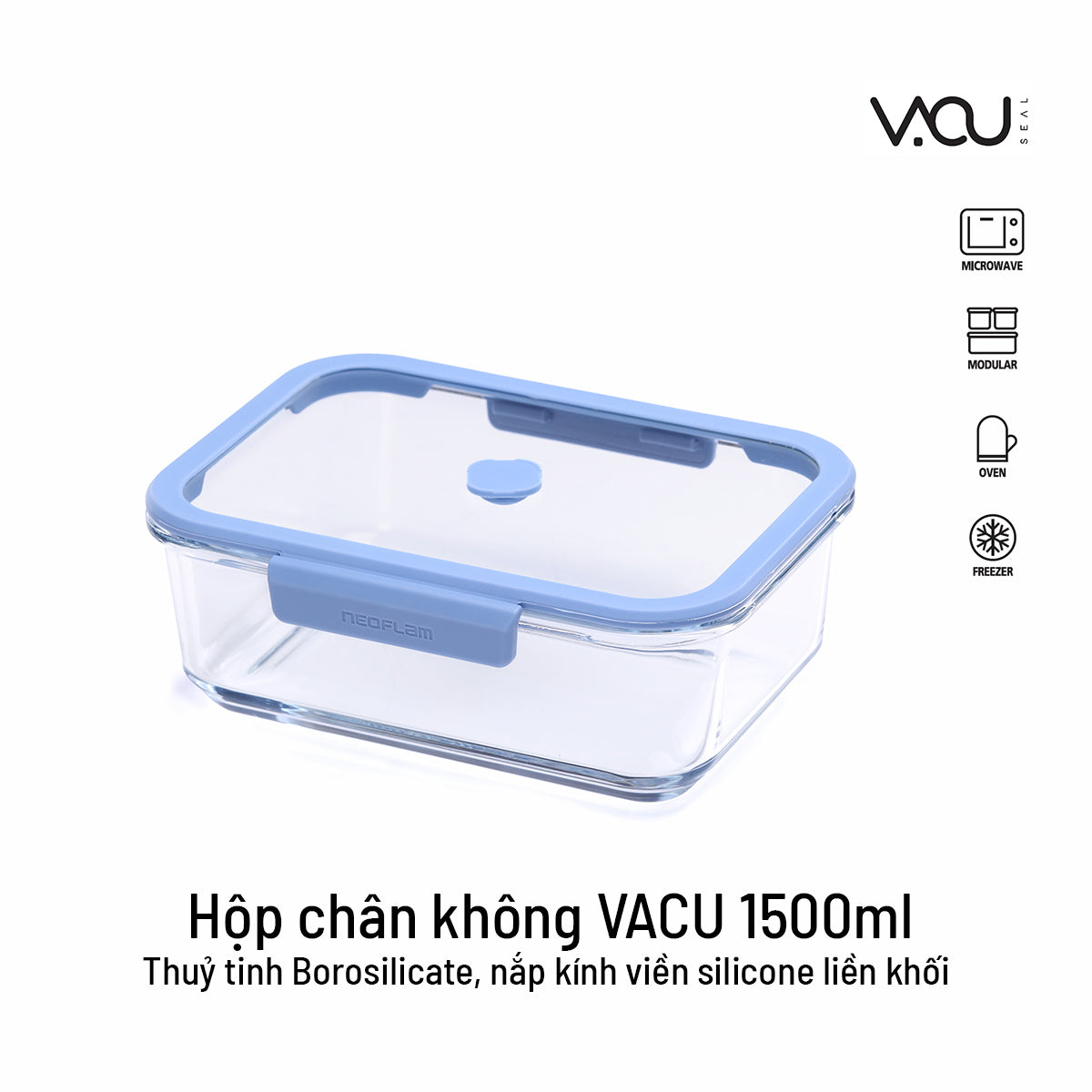 Bộ hộp thuỷ tinh chân không VACU 6 món có bơm