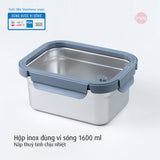 Hộp inox dùng vi sóng, nắp thuỷ tinh chịu nhiệt