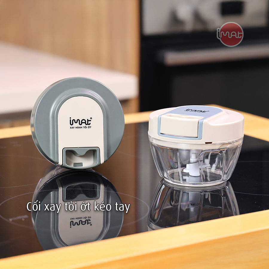 Cối xay tỏi ớt kéo tay cốc Tritan