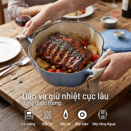 Nồi gang tráng men bí ngô 20cm