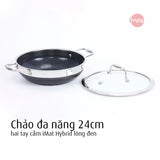 Chảo đa năng 24, 28 hai tay cầm iMat Hybrid lòng đen