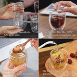 Bộ 4 cốc MEG thuỷ tinh Hight Borosilicate 2 thành cách nhiệt