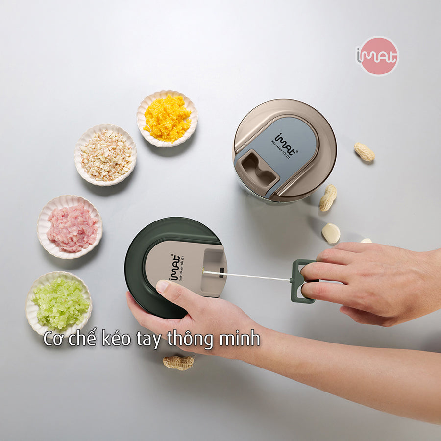 Cối xay tỏi ớt kéo tay cốc Tritan