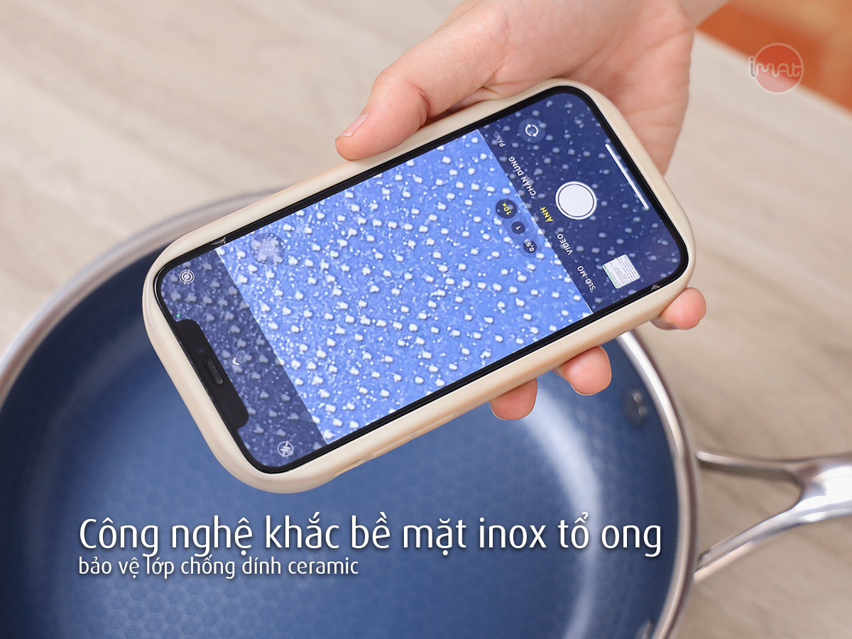 Bộ 5 nồi chảo iMat Hybrid tráng gốm xanh
