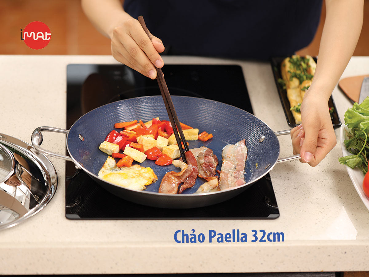 Chảo Paella 32 iMat Hybrid, lòng xanh