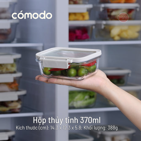 Bộ 14 hộp thuỷ tinh Comodo chịu nhiệt nắp kính