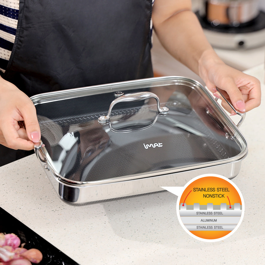 Chảo vuông đa năng 24 hai tay cầm iMat Hybrid