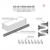 Kệ lắp ráp DIY 4 tầng mâm sắt
