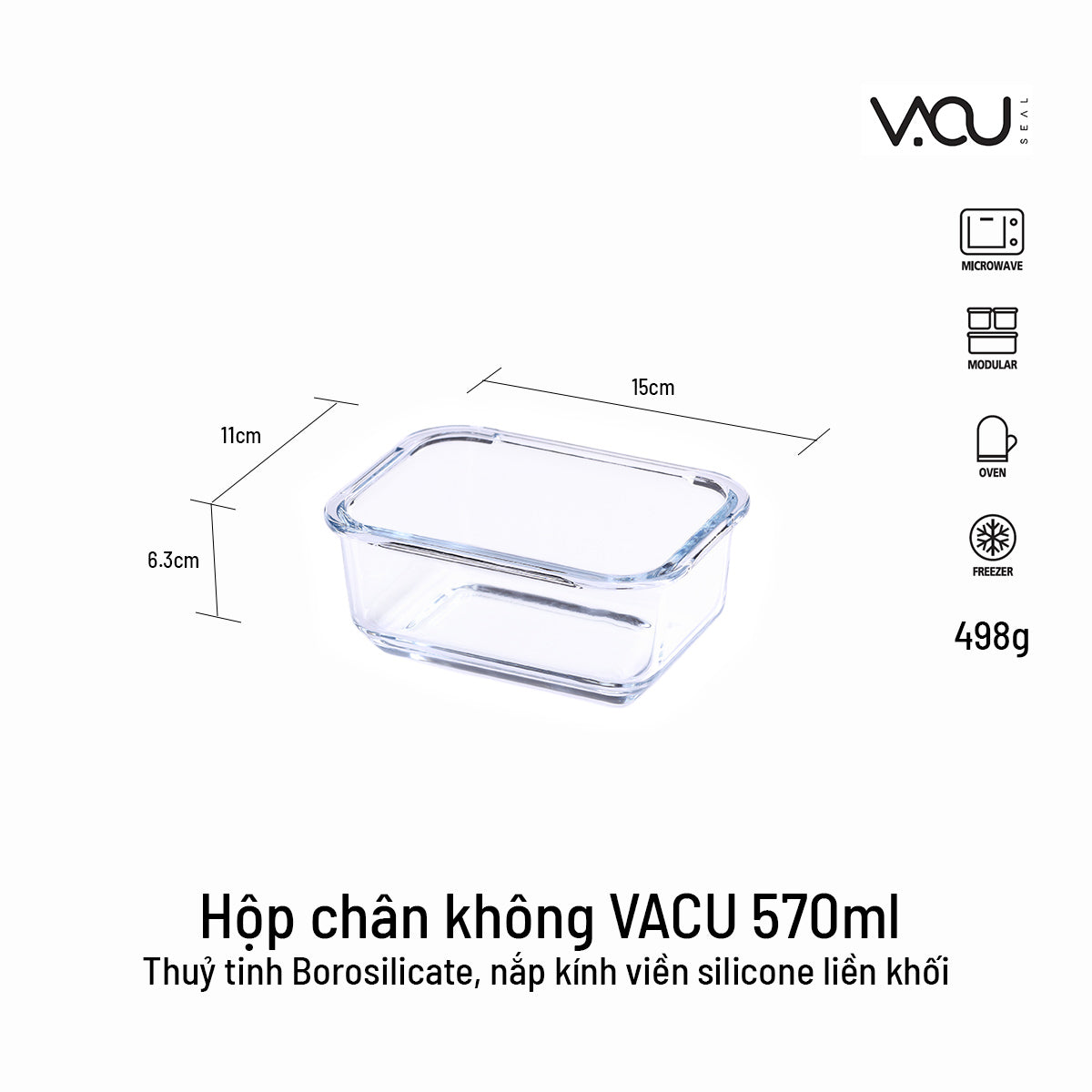 Hộp thuỷ tinh chân không VACU - Neoflam, Hàn Quốc: 570Ml, 950Ml,1.5L, 2.3L