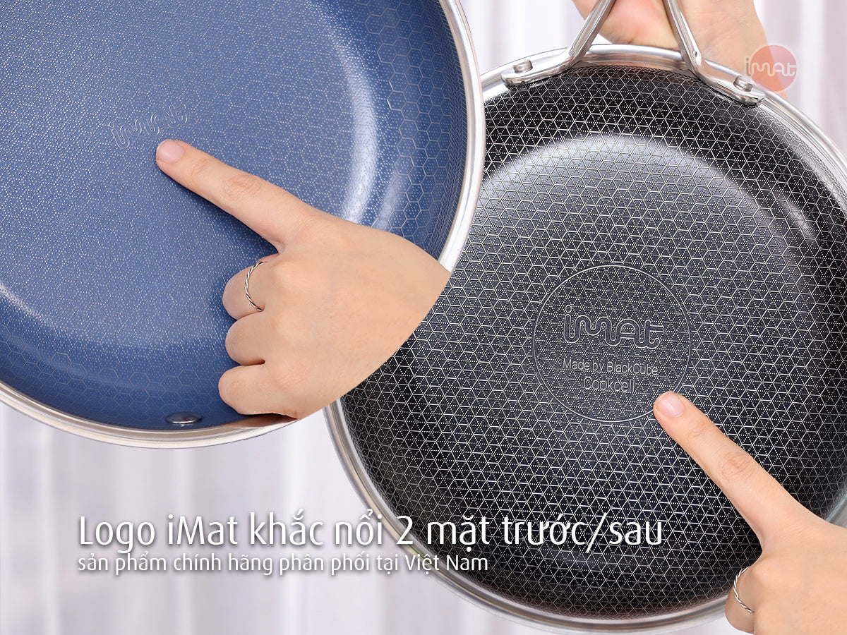 Bộ 5 nồi chảo iMat Hybrid tráng gốm xanh