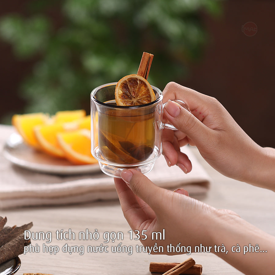 Bộ 6 cốc trà TATA thuỷ tinh Hight Borosilicate 2 thành cách nhiệt