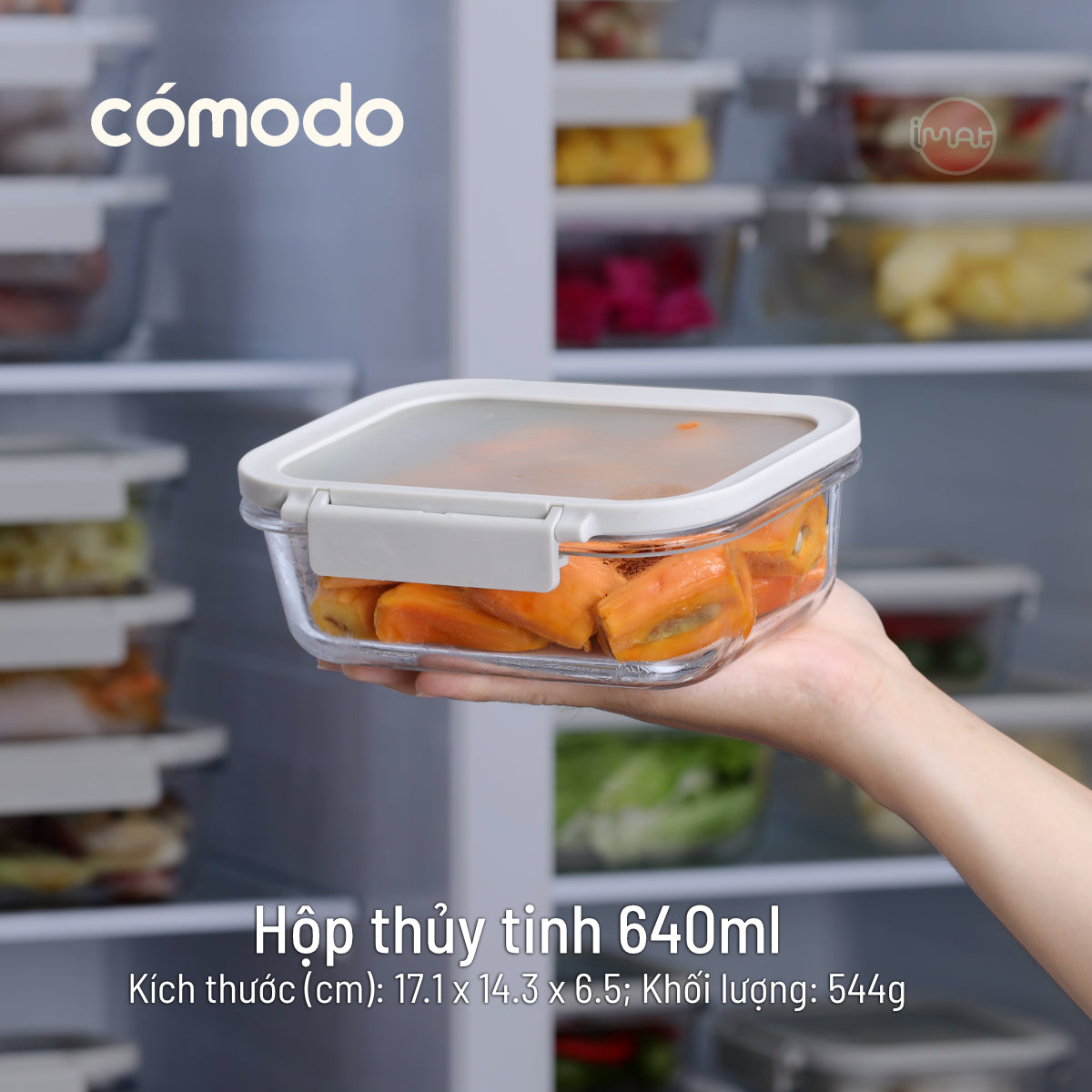 Bộ 14 hộp thuỷ tinh Comodo chịu nhiệt nắp kính