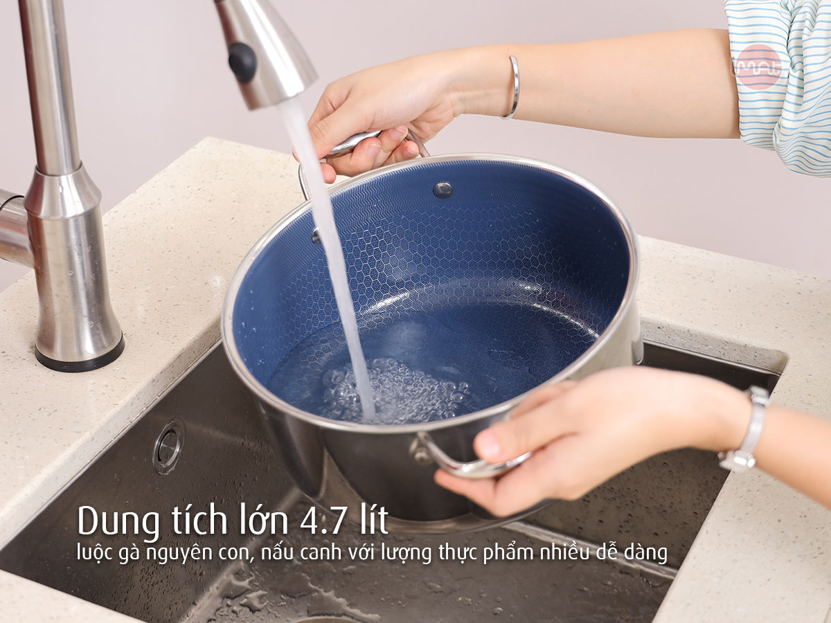 Bộ 5 nồi chảo iMat Hybrid tráng gốm xanh