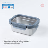 Hộp inox dùng vi sóng, nắp thuỷ tinh chịu nhiệt