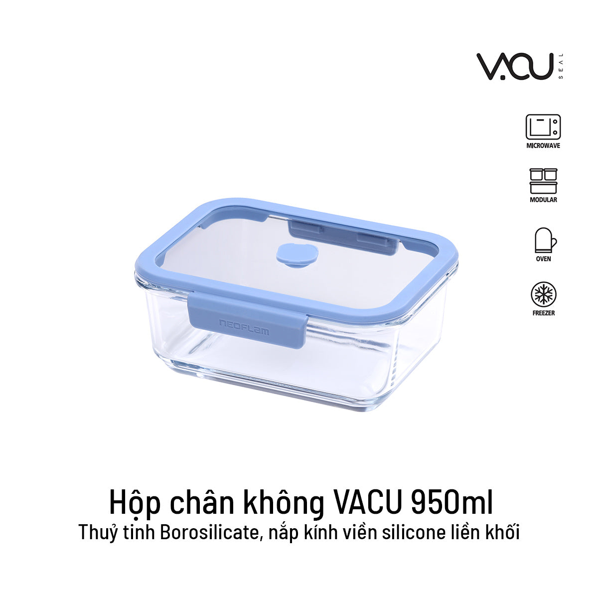 Bộ hộp thuỷ tinh chân không VACU 6 món có bơm