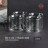 Bộ cốc AME hai thành 250ml bằng thuỷ tinh Borosilicate