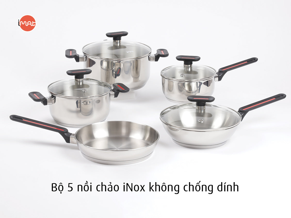 Bộ 5 nồi chảo iNox - Không phủ lớp chống dính