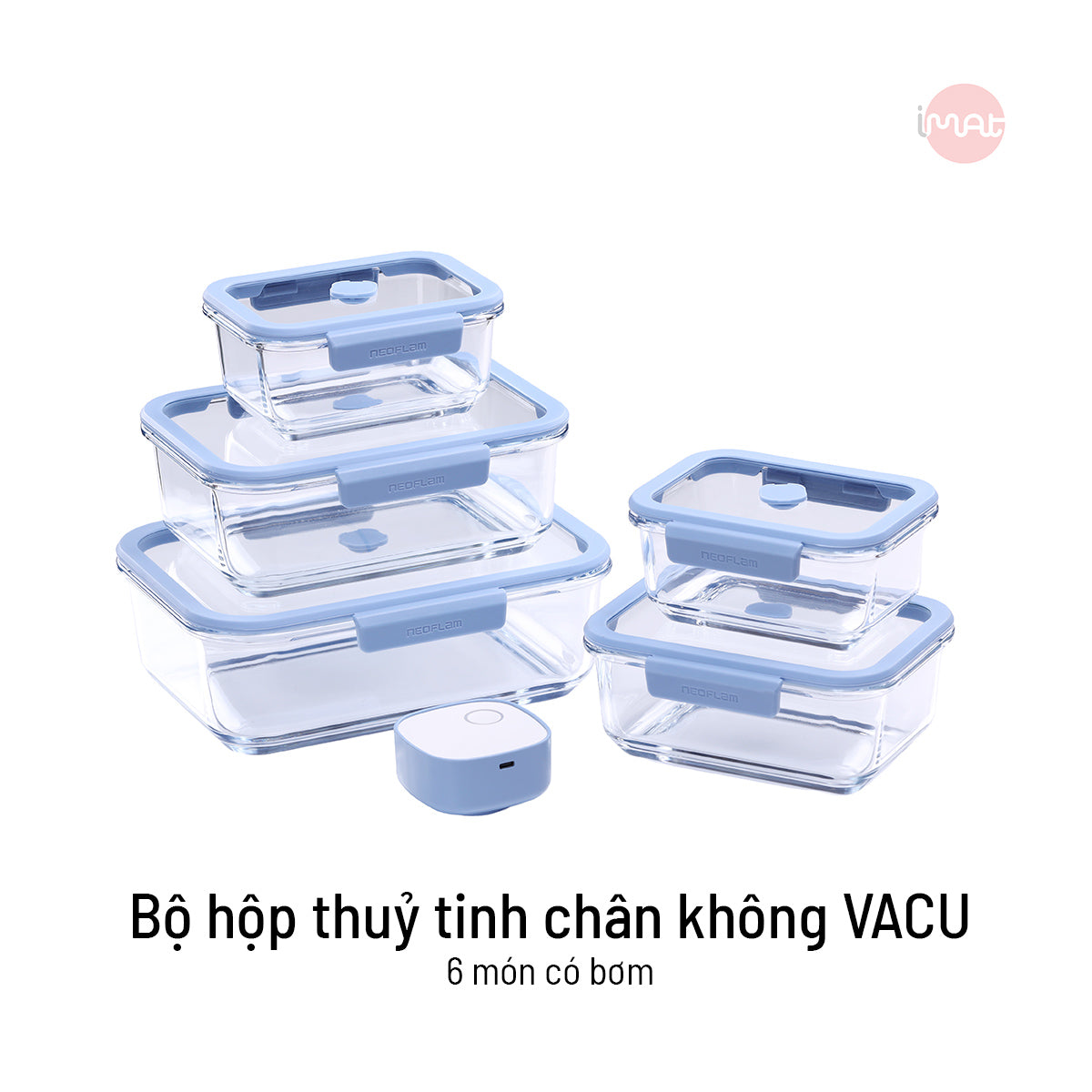 Bộ hộp thuỷ tinh chân không VACU 6 món có bơm