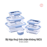 Bộ hộp thuỷ tinh chân không VACU 6 món có bơm