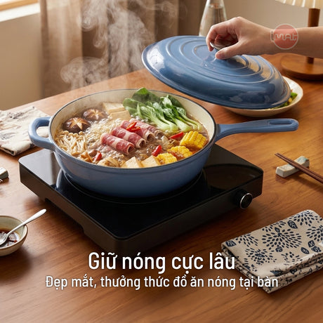 Chảo gang tráng men sâu lòng 26cm