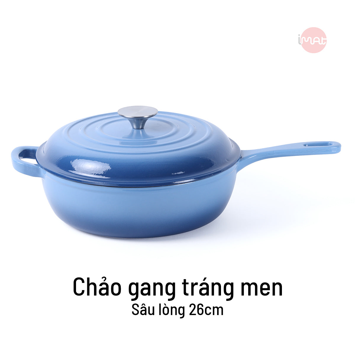 Chảo gang tráng men sâu lòng 26cm