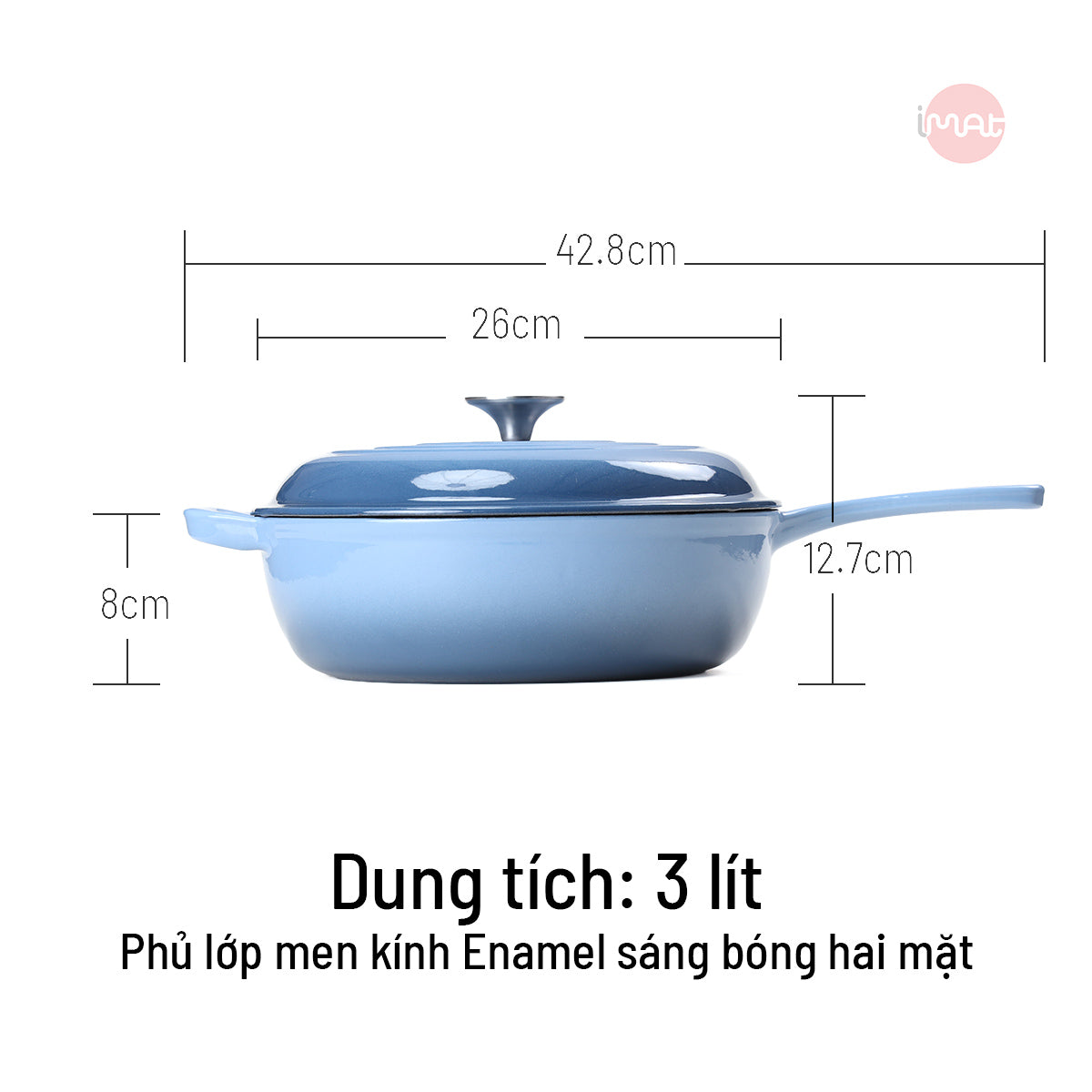 Chảo gang tráng men sâu lòng 26cm