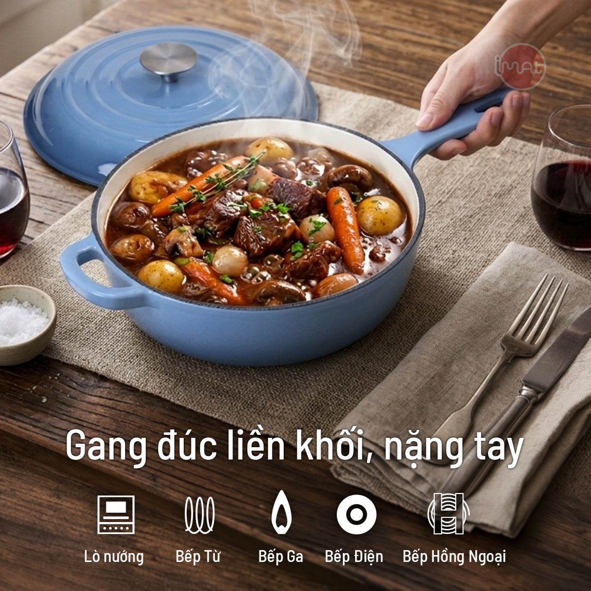 Chảo gang tráng men sâu lòng 26cm