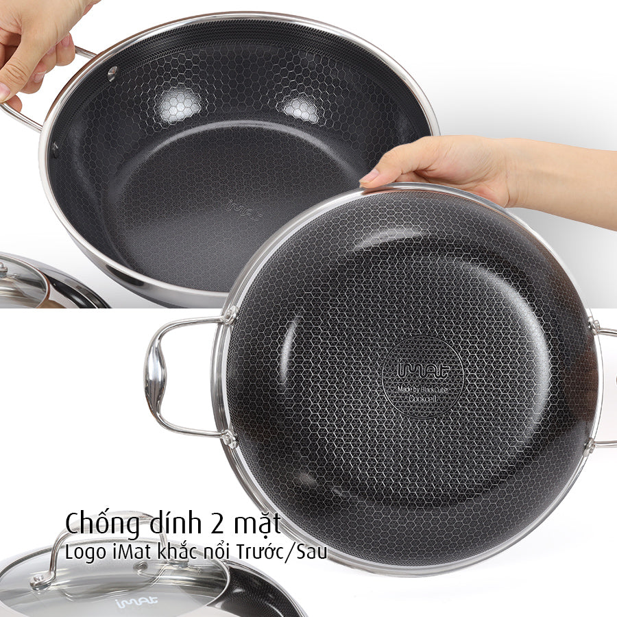 Chảo đa năng hai tay cầm iMat Hybrid lòng đen