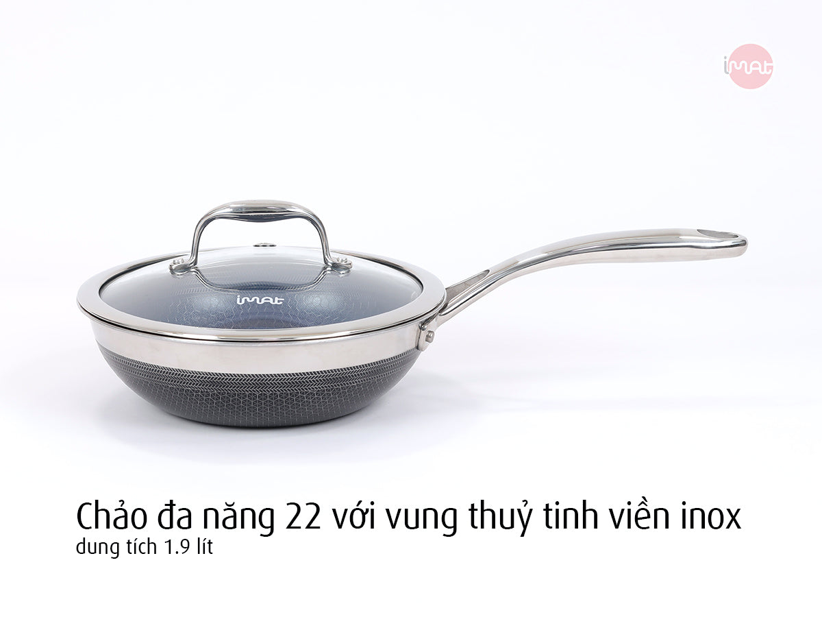 Bộ 5 nồi chảo iMat Hybrid tráng gốm xanh