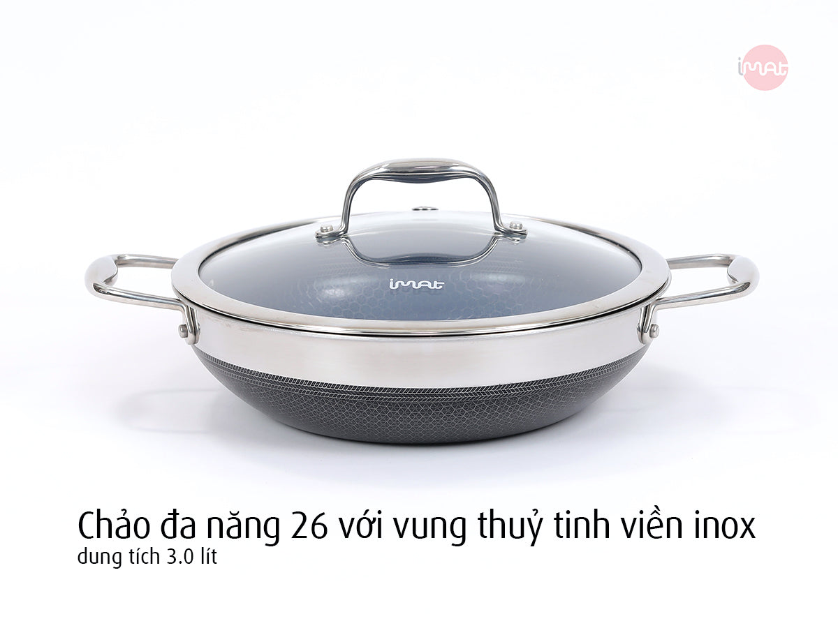 Bộ 5 nồi chảo iMat Hybrid tráng gốm xanh