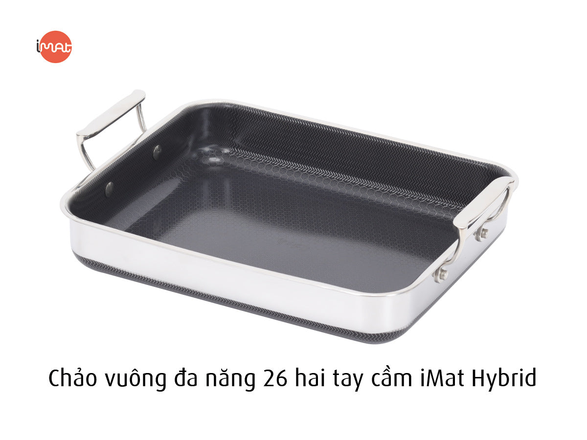 Chảo vuông đa năng 26 hai tay cầm iMat Hybrid