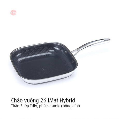 Chảo vuông iMat Hybrid lòng đen