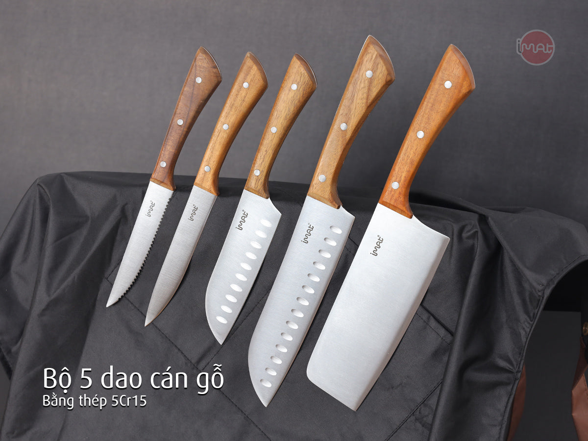 Bộ dao cán gỗ, cán thép iMat