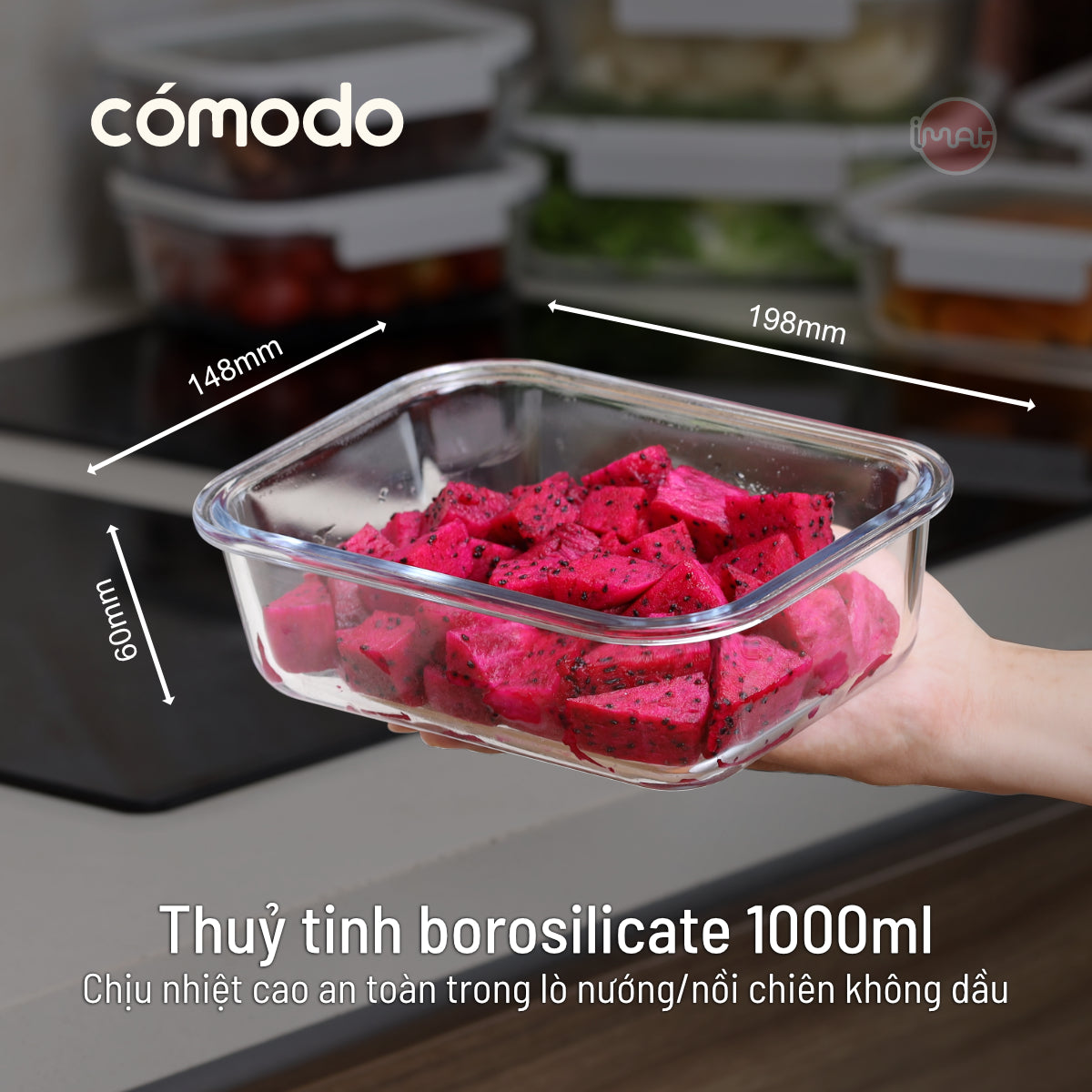 Bộ 14 hộp thuỷ tinh Comodo chịu nhiệt nắp kính
