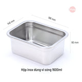 Hộp inox dùng vi sóng, nắp thuỷ tinh các cỡ : 600ml, 800ml, 1L, 1,2L, 1,6L và 2L