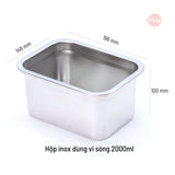 Hộp inox dùng vi sóng, nắp thuỷ tinh các cỡ : 600ml, 800ml, 1L, 1,2L, 1,6L và 2L