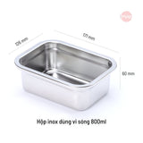 Hộp inox dùng vi sóng, nắp thuỷ tinh các cỡ : 600ml, 800ml, 1L, 1,2L, 1,6L và 2L