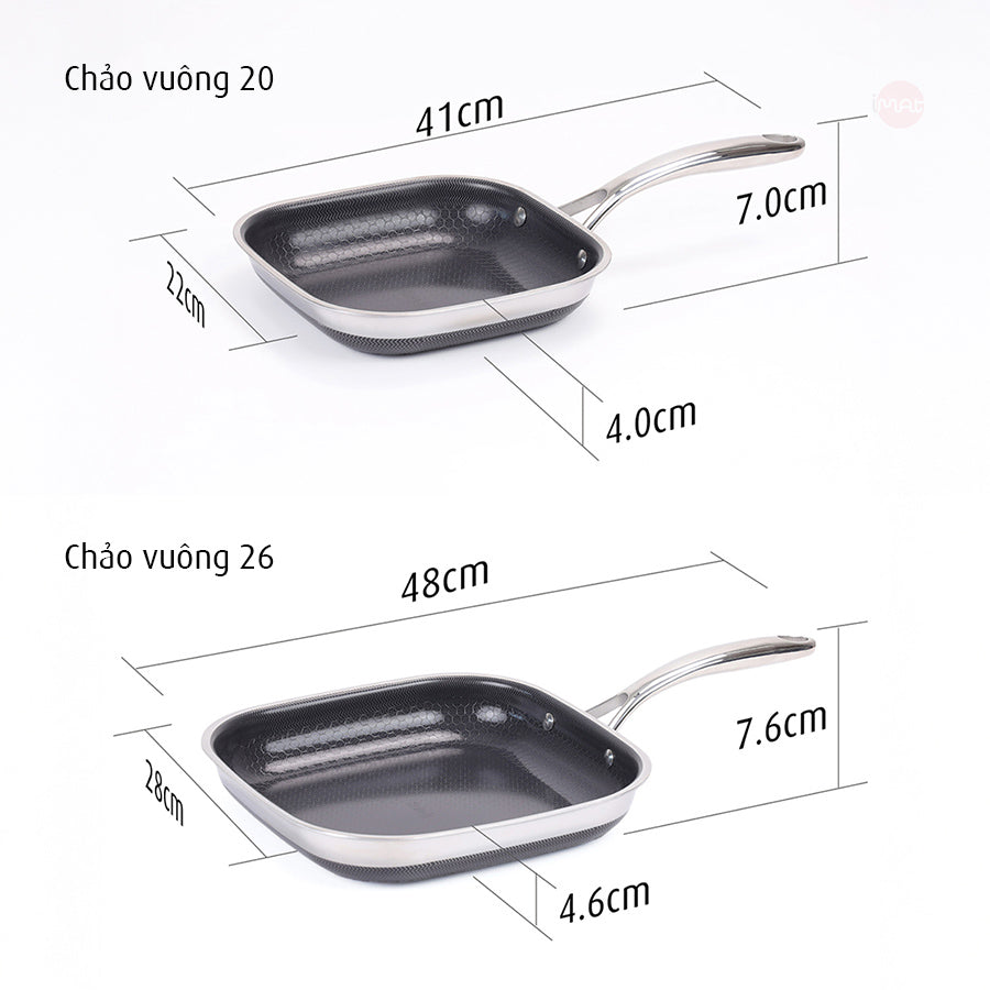 Chảo vuông iMat Hybrid lòng đen