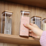 Bộ 4 lọ gia vị thuỷ tinh borosilicate ACA 420ml, nắp gỗ